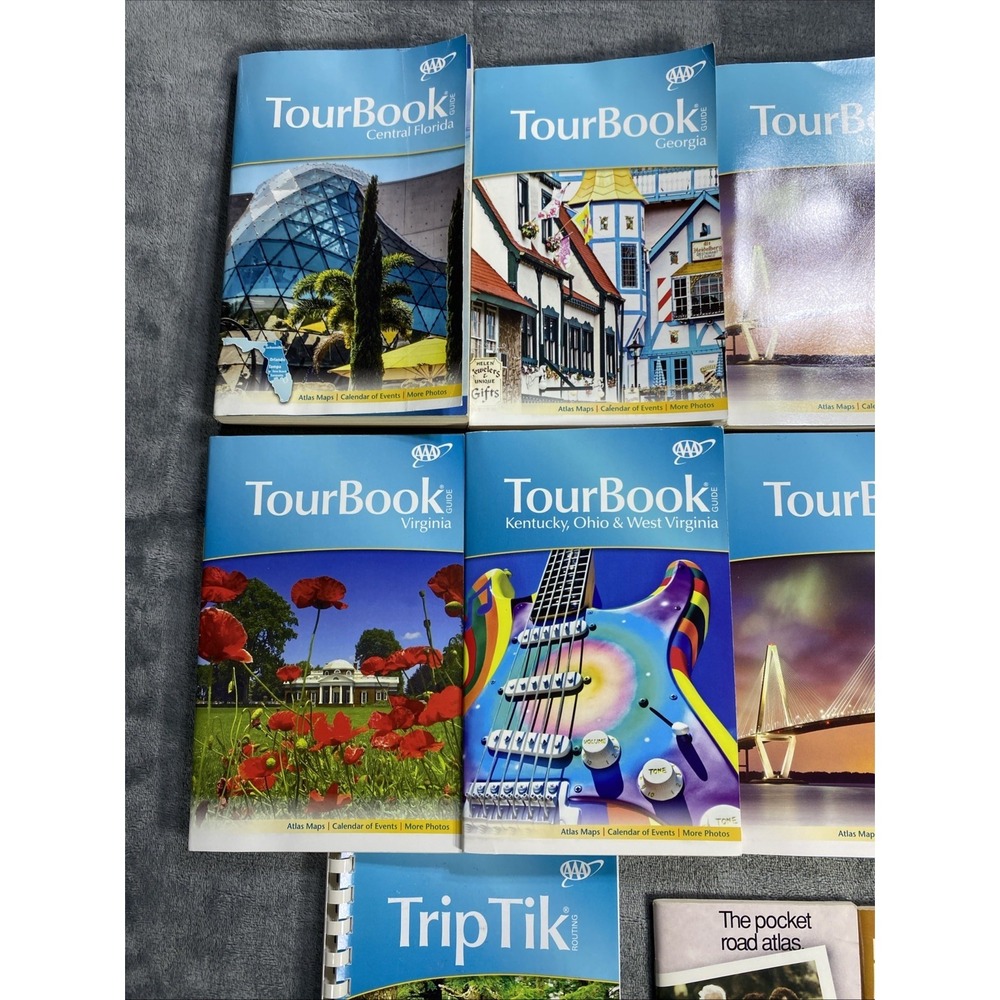AAA Tour Book Guide Pocket Road Atlas Lot of 12‎ Travel US Trip Vacation VTG PB - Picture 2 of 14
